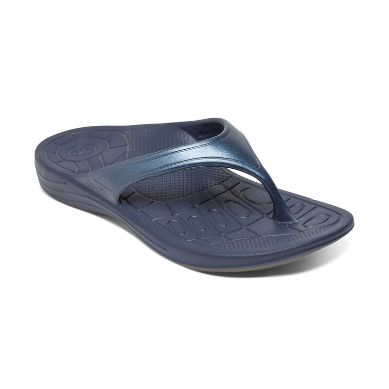 Aetrex Fiji Orthotic Flip Flops Damen Navy | AGD8876KK