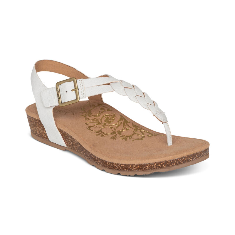 Aetrex Harper Adjustable Slingback Tanga Sandalen Damen Weiß | ZUB2955IA