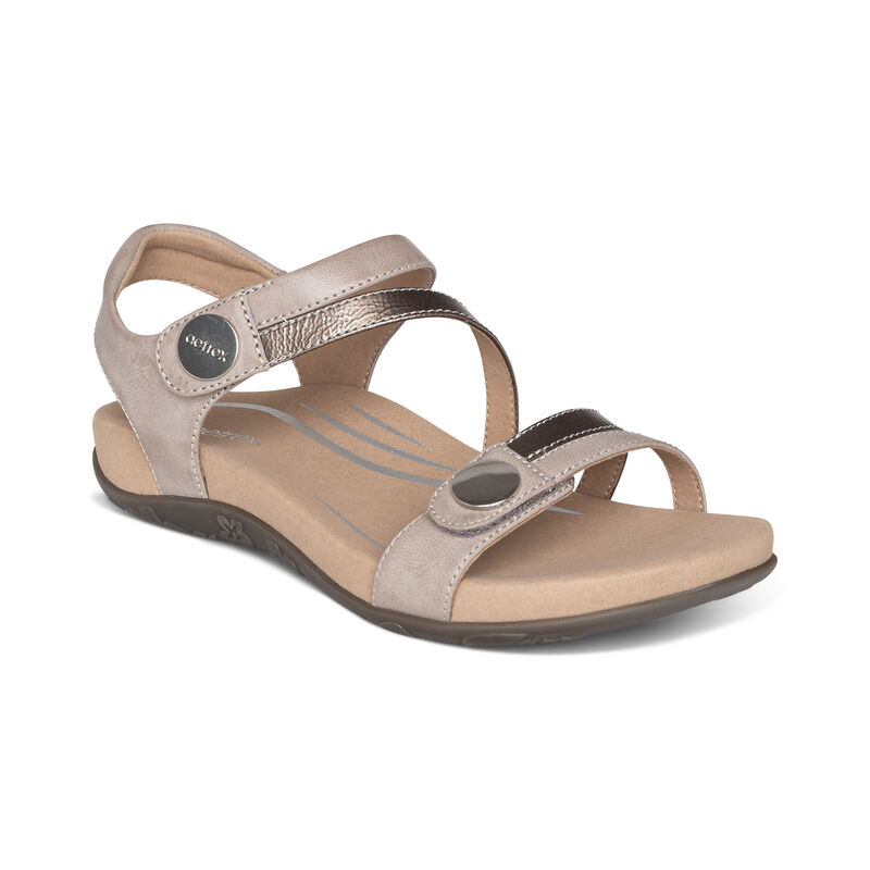 Aetrex Jess Adjustable Quarter Riemen Sandalen Damen Grau Mehrfarbig | GBT8320XW