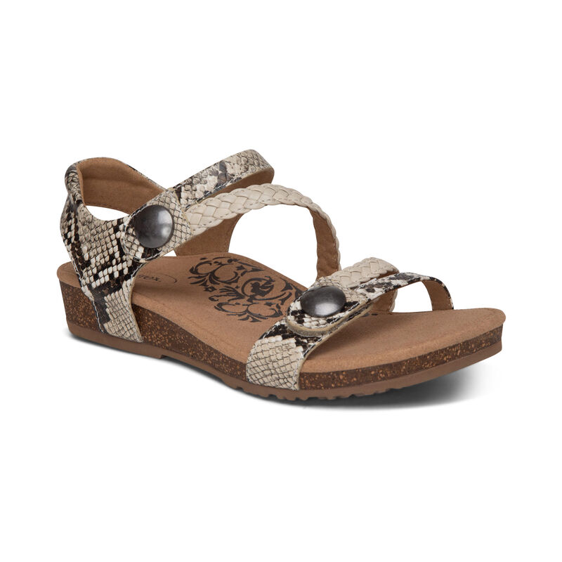 Aetrex Jillian Braided Quarter Riemen Sandalen Damen Weiß Mehrfarbig | NDY1499KA