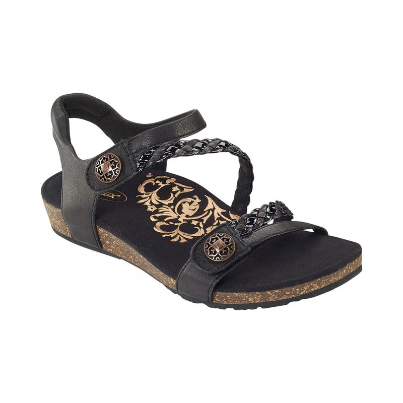 Aetrex Jillian Braided Quarter Riemen Sandalen Damen Schwarz | TBM6481DJ