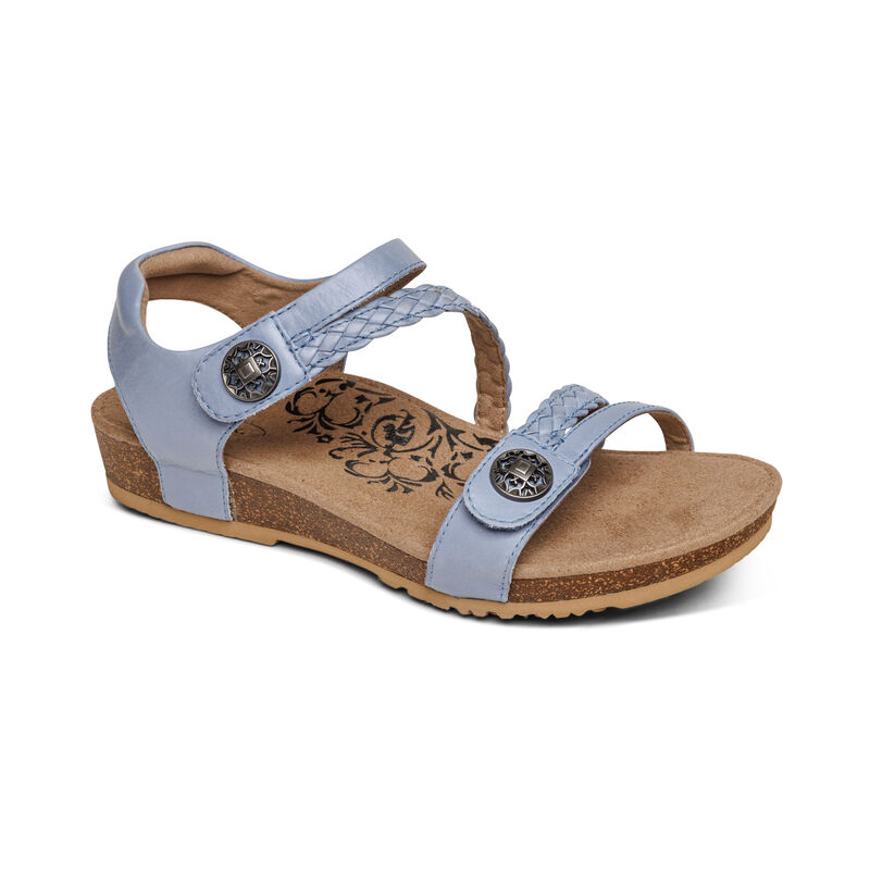 Aetrex Jillian Braided Quarter Riemen Sandalen Damen Blau | ZXW2573CK