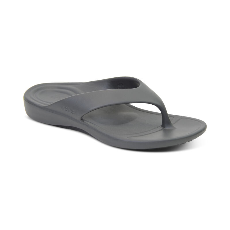 Aetrex Maui Orthotic Flip Flops Herren Grau | NYC2410WI