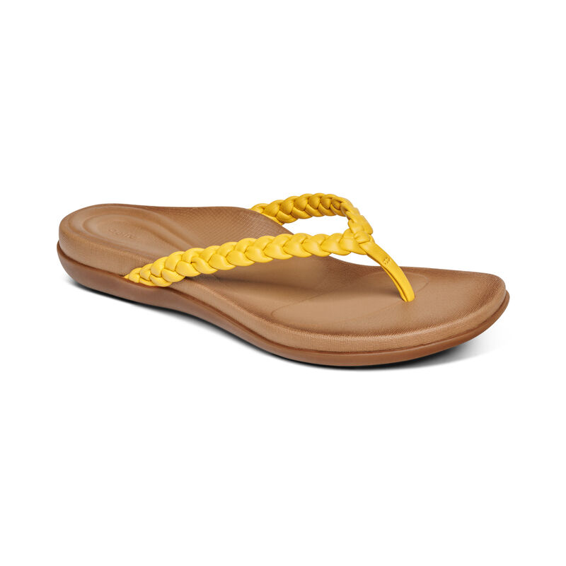 Aetrex Rachel Wasser-Friendly Tanga Flip Flops Damen Gelb | XRF3564PK