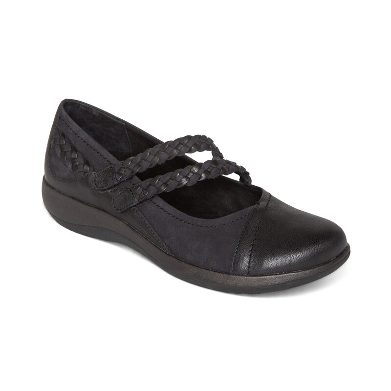 Aetrex Annie Mary Jane Mokassins Damen Schwarz | QSR4033YR