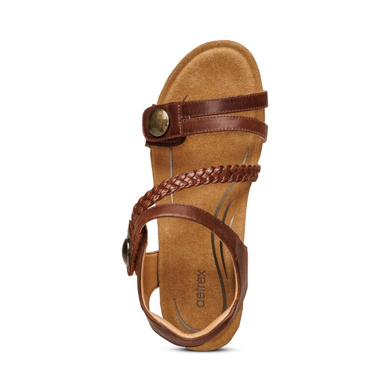 Aetrex Avril Quarter Riemen Keilabsatz Sandalen Damen Dunkelbraun | FQF7934SR