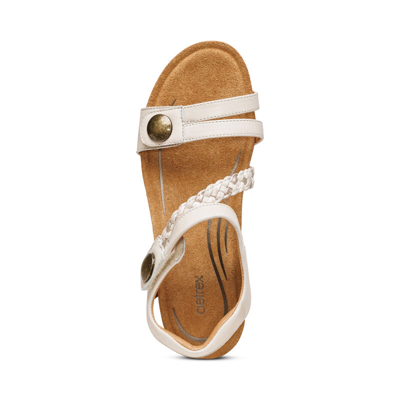 Aetrex Avril Quarter Riemen Keilabsatz Sandalen Damen Weiß | ONB4124BW