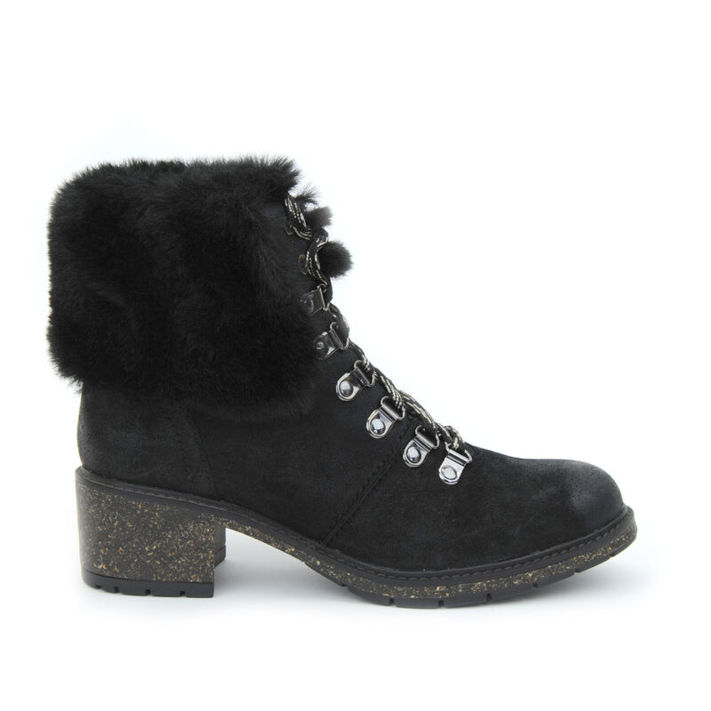 Aetrex Brooklyn Weather-Friendly Fur Spitze Up Stiefeletten Damen Schwarz | FRR3033EJ