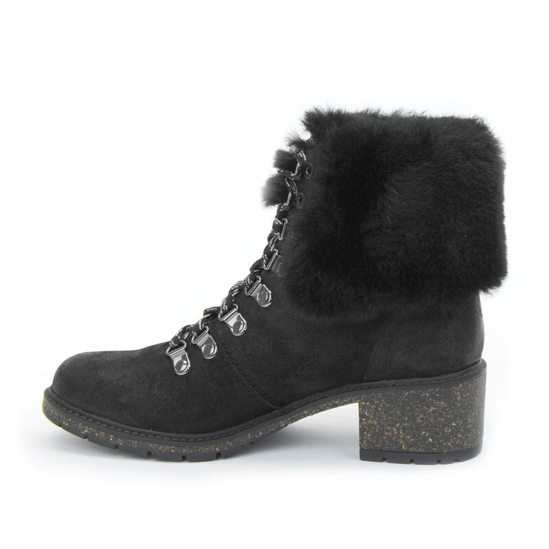 Aetrex Brooklyn Weather-Friendly Fur Spitze Up Stiefeletten Damen Schwarz | FRR3033EJ