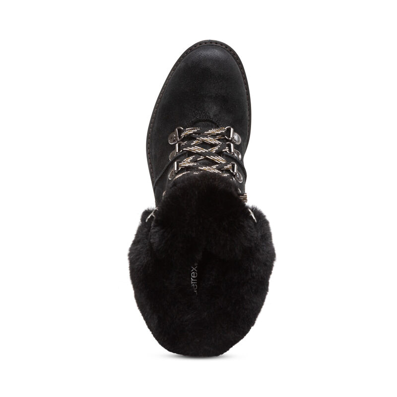 Aetrex Brooklyn Weather-Friendly Fur Spitze Up Stiefeletten Damen Schwarz | FRR3033EJ