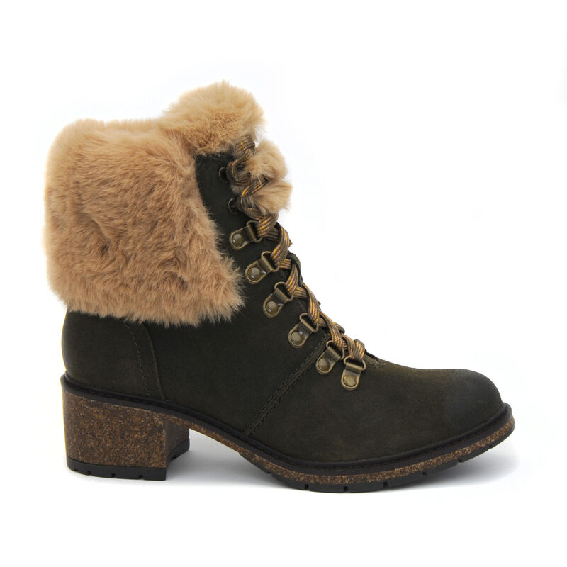 Aetrex Brooklyn Weather-Friendly Fur Spitze Up Stiefeletten Damen Khaki Grün | LYA2368KX