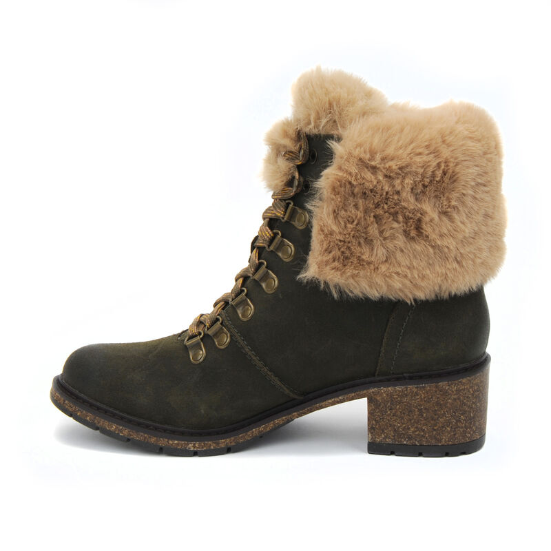 Aetrex Brooklyn Weather-Friendly Fur Spitze Up Stiefeletten Damen Khaki Grün | LYA2368KX