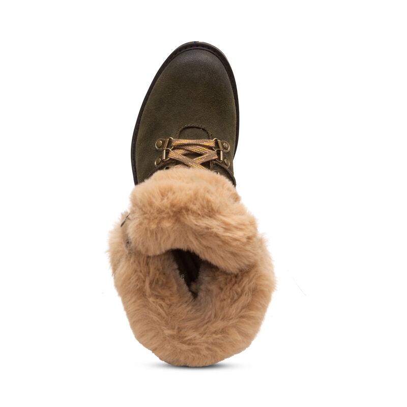 Aetrex Brooklyn Weather-Friendly Fur Spitze Up Stiefeletten Damen Khaki Grün | LYA2368KX