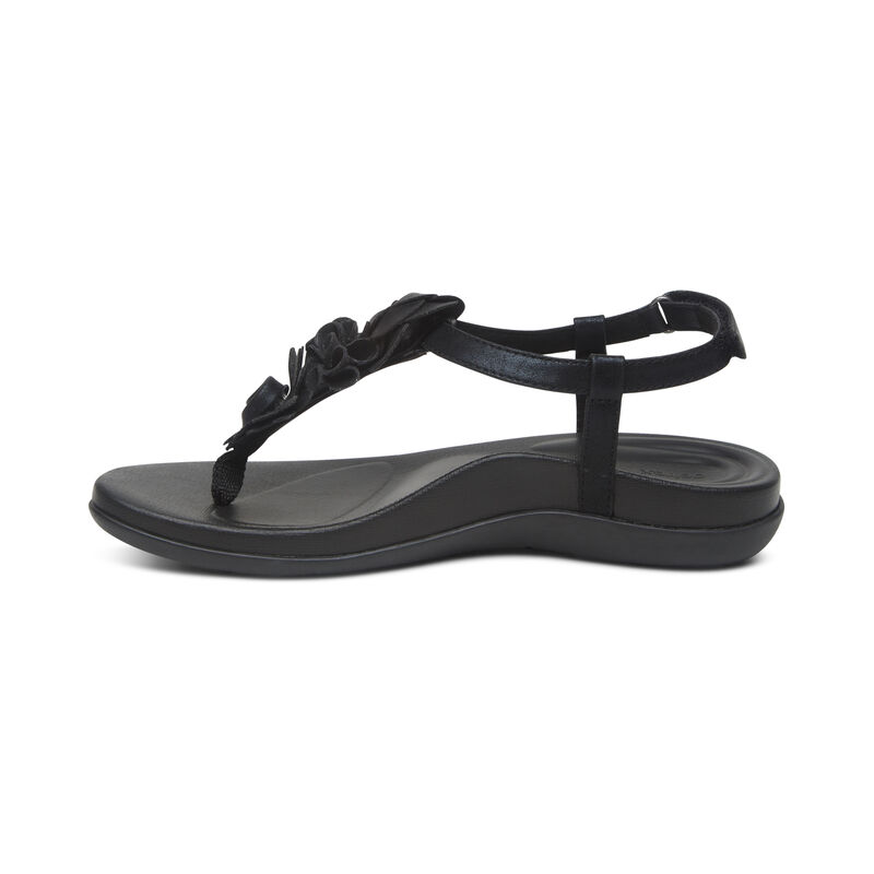 Aetrex Charli Tanga Sandalen Damen Schwarz | SFL5072CZ