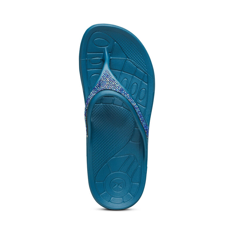 Aetrex Fiji Orthotic Flip Flops Damen Blau | EAK5525JA