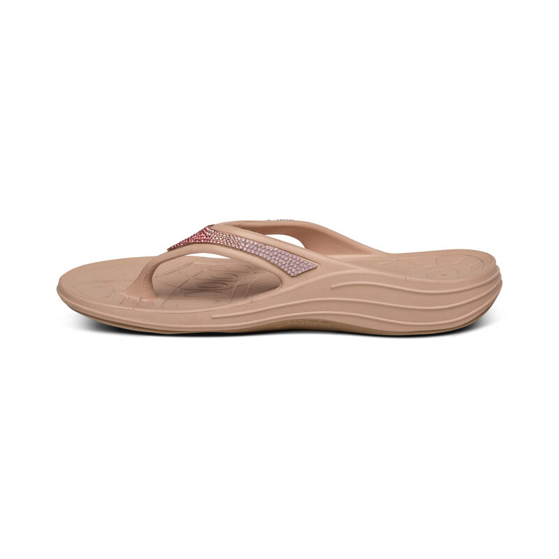 Aetrex Fiji Orthotic Flip Flops Damen Hellrosa | CIC7245NU