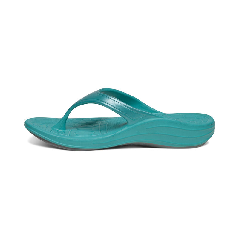 Aetrex Fiji Orthotic Flip Flops Damen Helltürkis | ECU5267LJ