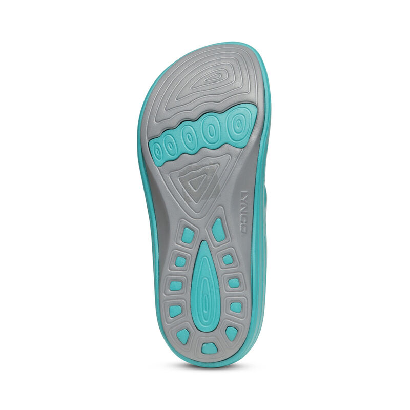 Aetrex Fiji Orthotic Flip Flops Damen Helltürkis | ECU5267LJ