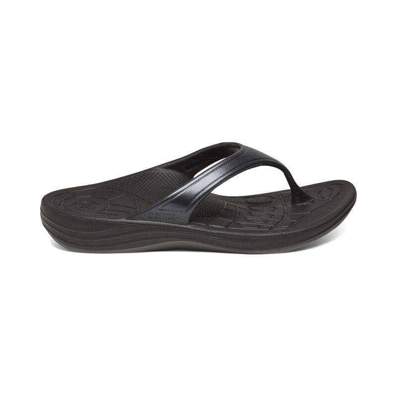 Aetrex Fiji Orthotic Flip Flops Damen Schwarz | AXY9366HR