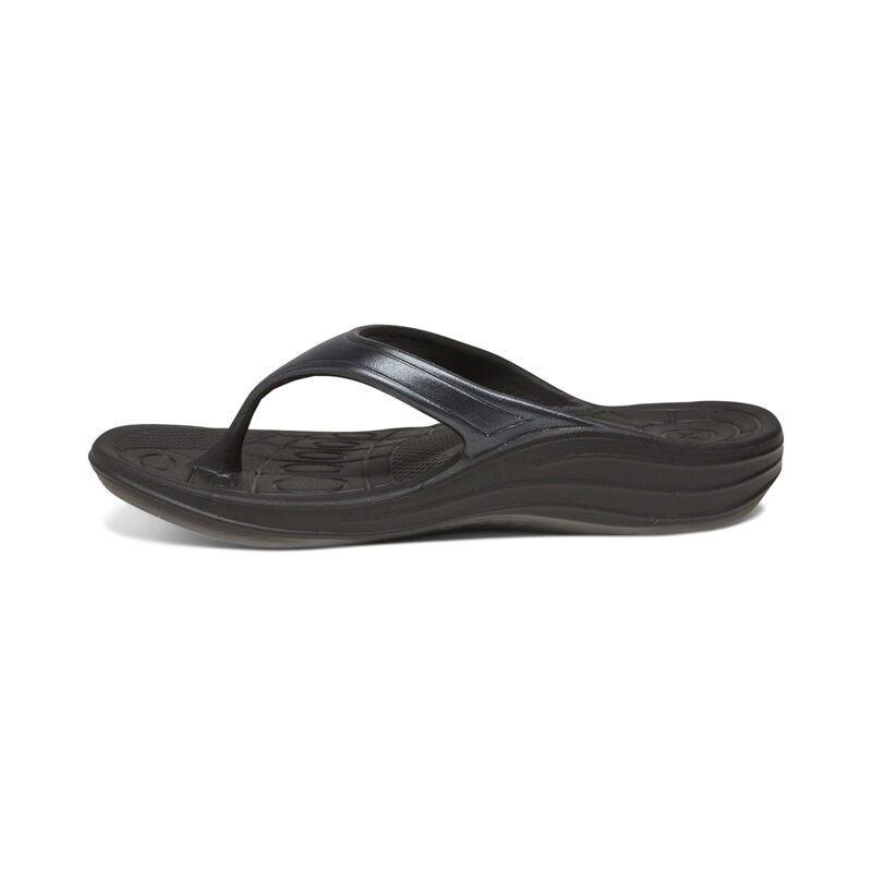 Aetrex Fiji Orthotic Flip Flops Damen Schwarz | AXY9366HR