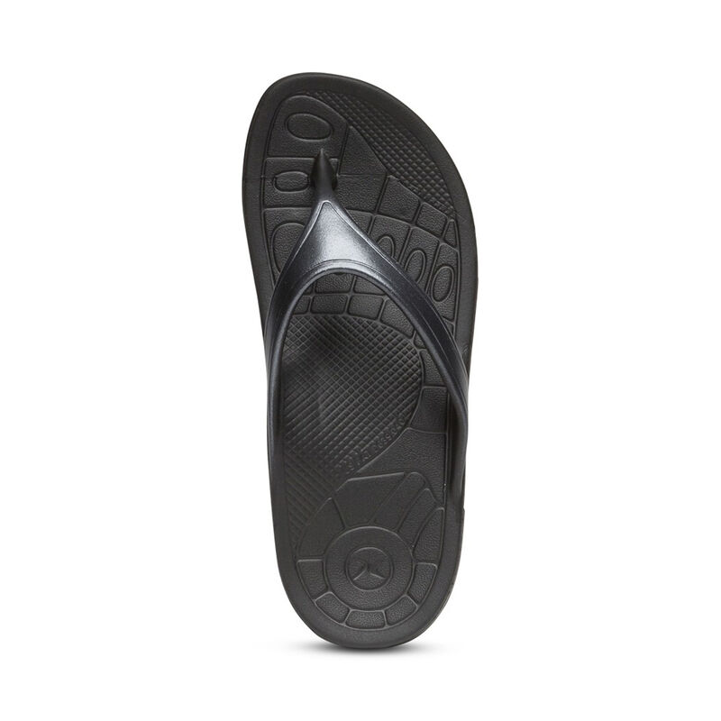 Aetrex Fiji Orthotic Flip Flops Damen Schwarz | AXY9366HR