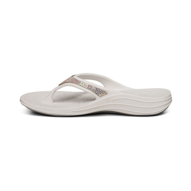 Aetrex Fiji Orthotic Flip Flops Damen Weiß Mehrfarbig | CMQ3220IR