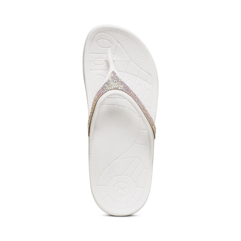 Aetrex Fiji Orthotic Flip Flops Damen Weiß Mehrfarbig | CMQ3220IR