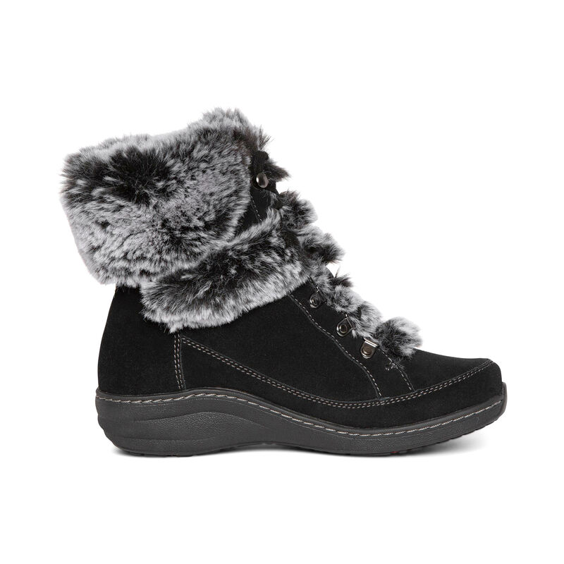 Aetrex Fiona Arch Support Wasserdichte Winter Winterstiefel Damen Schwarz | JWB162CS