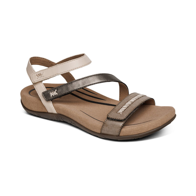 Aetrex Gabby Adjustable Quarter Riemen Sandalen Damen Mehrfarbig | TBF7341AM