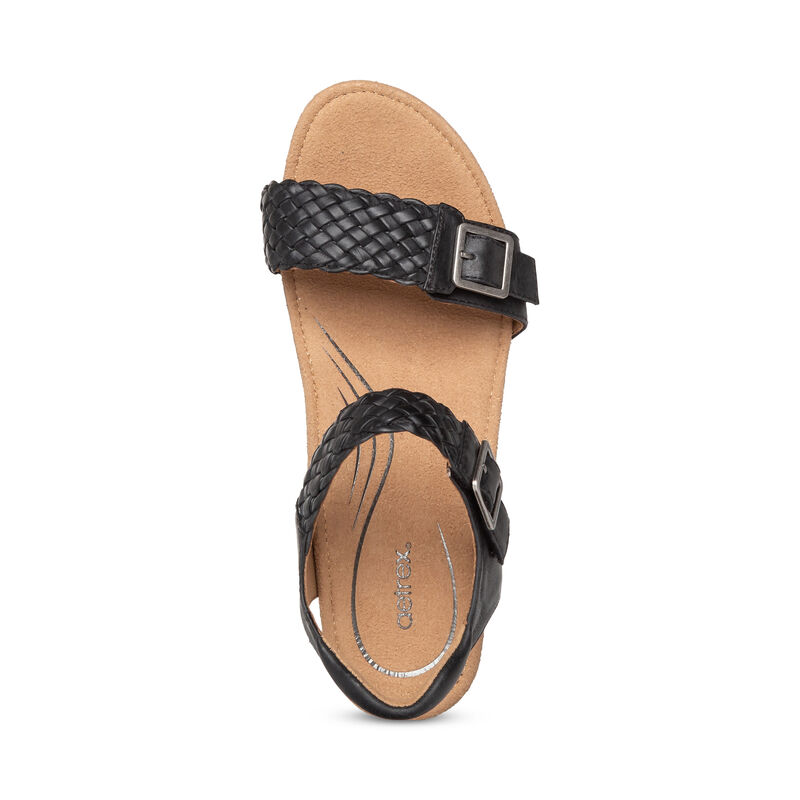 Aetrex Grace Adjustable Woven Keilabsatz Sandalen Damen Schwarz | ORM7213KM