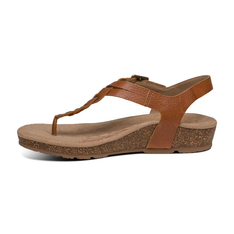 Aetrex Harper Adjustable Slingback Tanga Sandalen Damen Dunkelbraun | GHS2663WJ