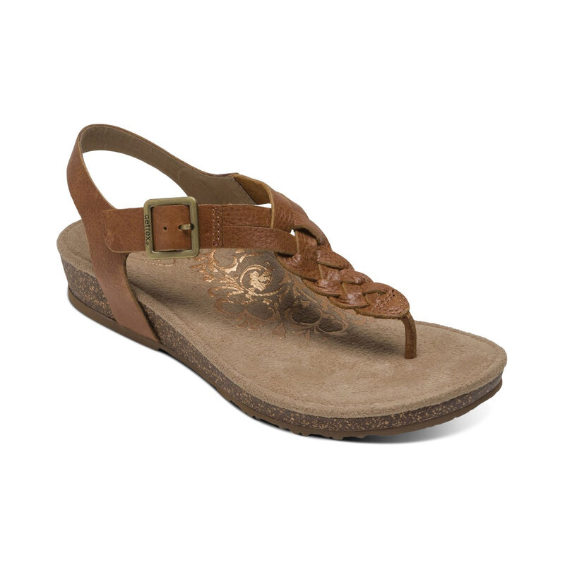 Aetrex Harper Adjustable Slingback Tanga Sandalen Damen Dunkelbraun | GHS2663WJ