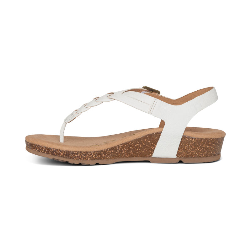 Aetrex Harper Adjustable Slingback Tanga Sandalen Damen Weiß | ZUB2955IA