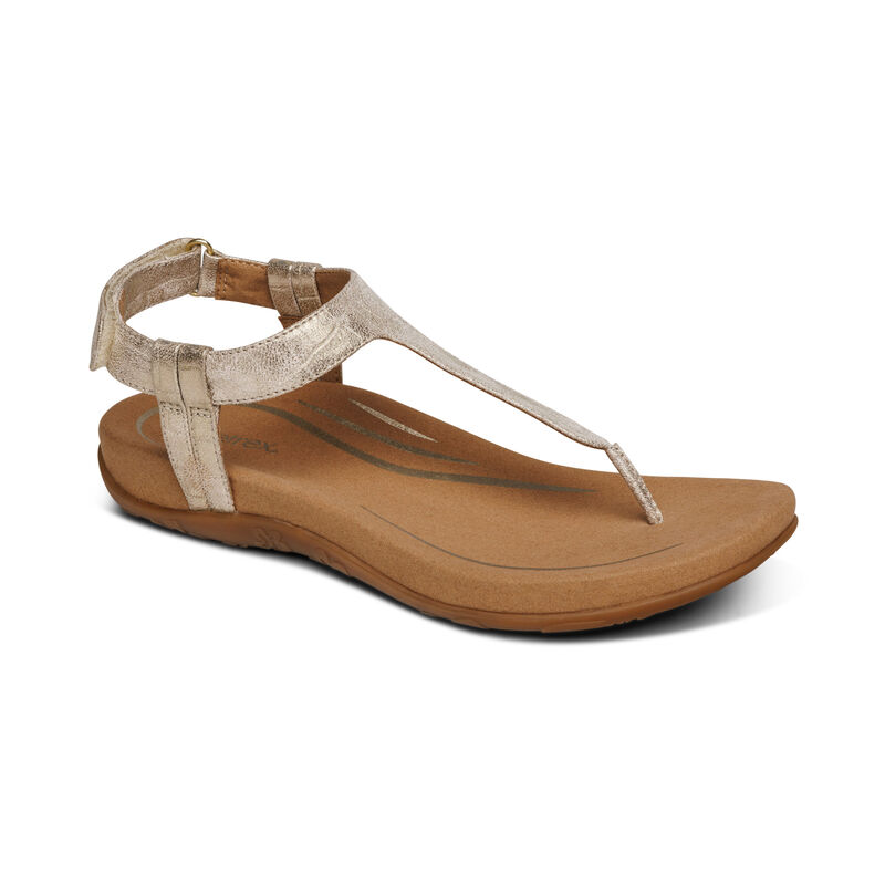 Aetrex Jane Tanga Sandalen Damen Gold | FCS7062MO