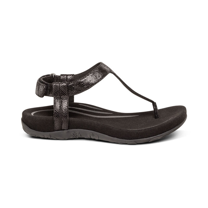 Aetrex Jane Tanga Sandalen Damen Schwarz | LPS6881OF