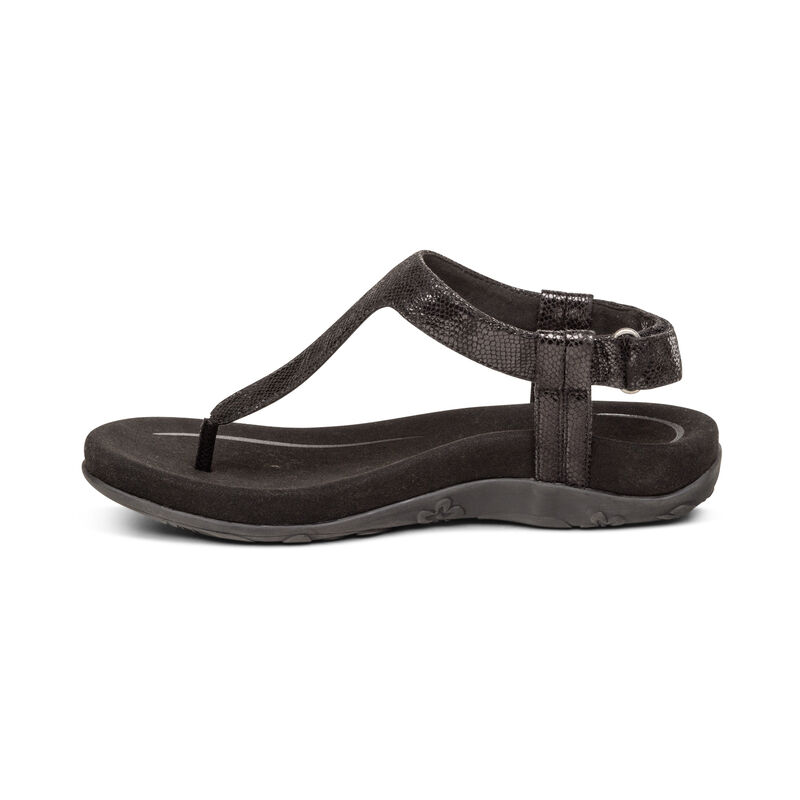 Aetrex Jane Tanga Sandalen Damen Schwarz | LPS6881OF