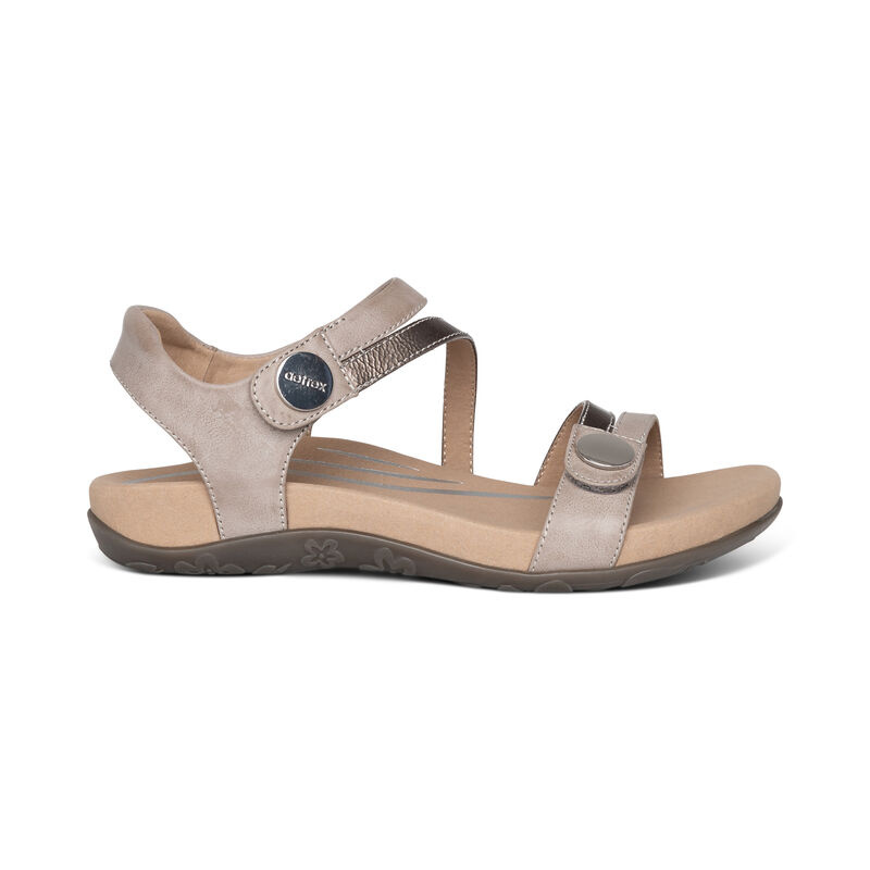 Aetrex Jess Adjustable Quarter Riemen Sandalen Damen Grau Mehrfarbig | GBT8320XW