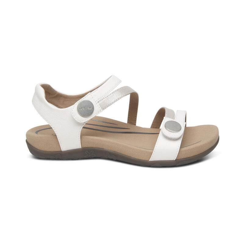 Aetrex Jess Adjustable Quarter Riemen Sandalen Damen Weiß | QXR7195YQ