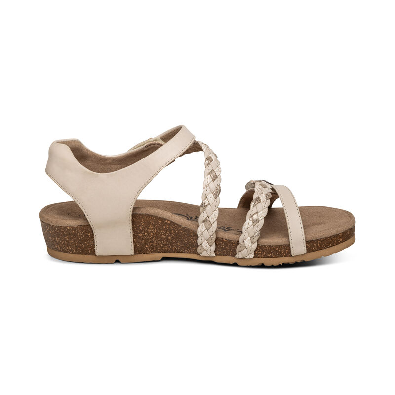 Aetrex Jillian Braided Quarter Riemen Sandalen Damen Weiß | IVN458JR