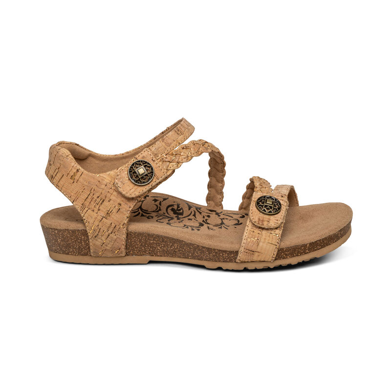 Aetrex Jillian Braided Quarter Riemen Sandalen Damen Braun | JEK1075HG