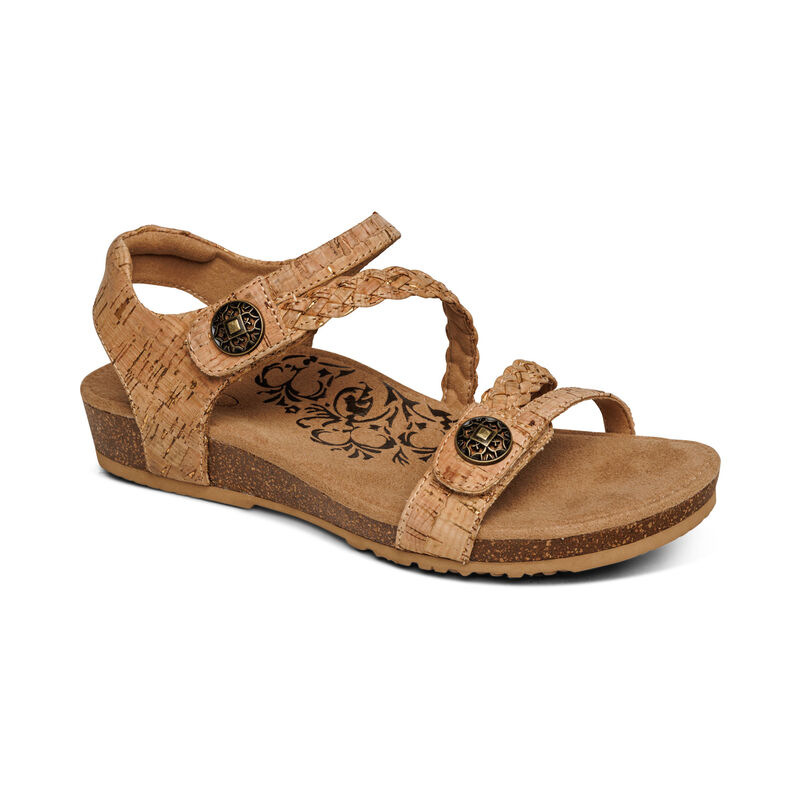 Aetrex Jillian Braided Quarter Riemen Sandalen Damen Braun | JEK1075HG