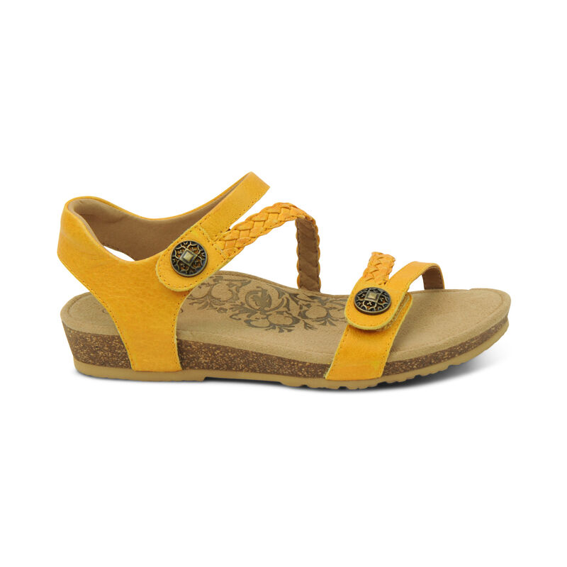 Aetrex Jillian Braided Quarter Riemen Sandalen Damen Gelb | OAL2186DZ