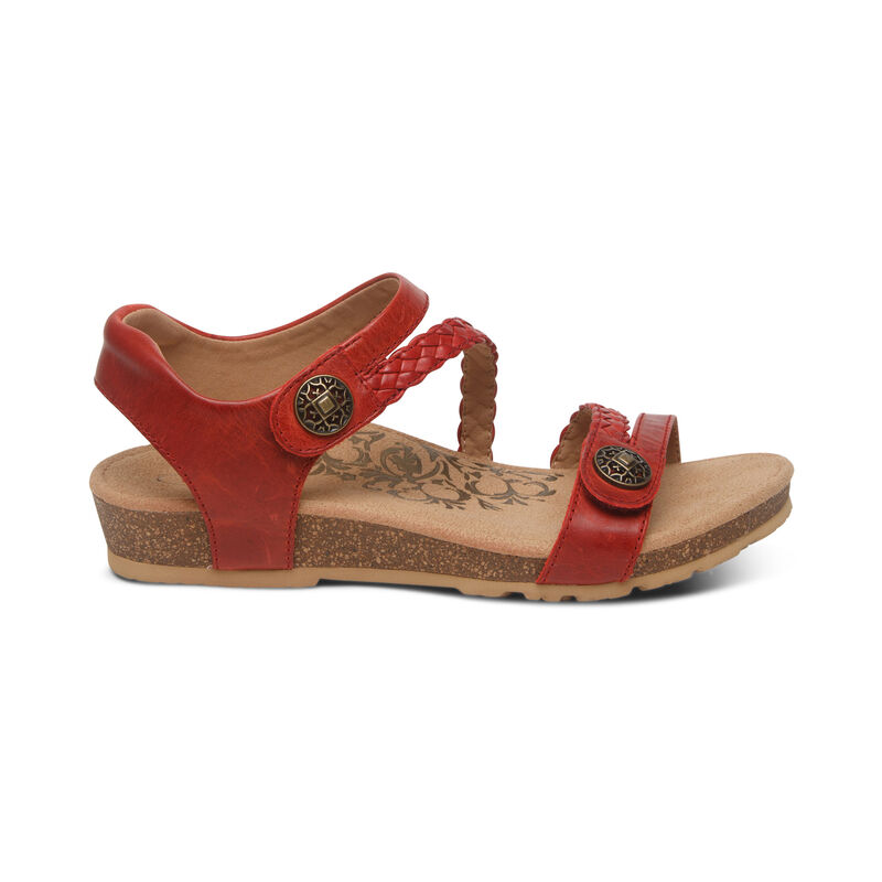 Aetrex Jillian Braided Quarter Riemen Sandalen Damen Rot | OGE629NG