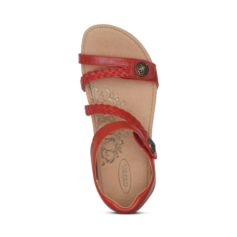 Aetrex Jillian Braided Quarter Riemen Sandalen Damen Rot | OGE629NG