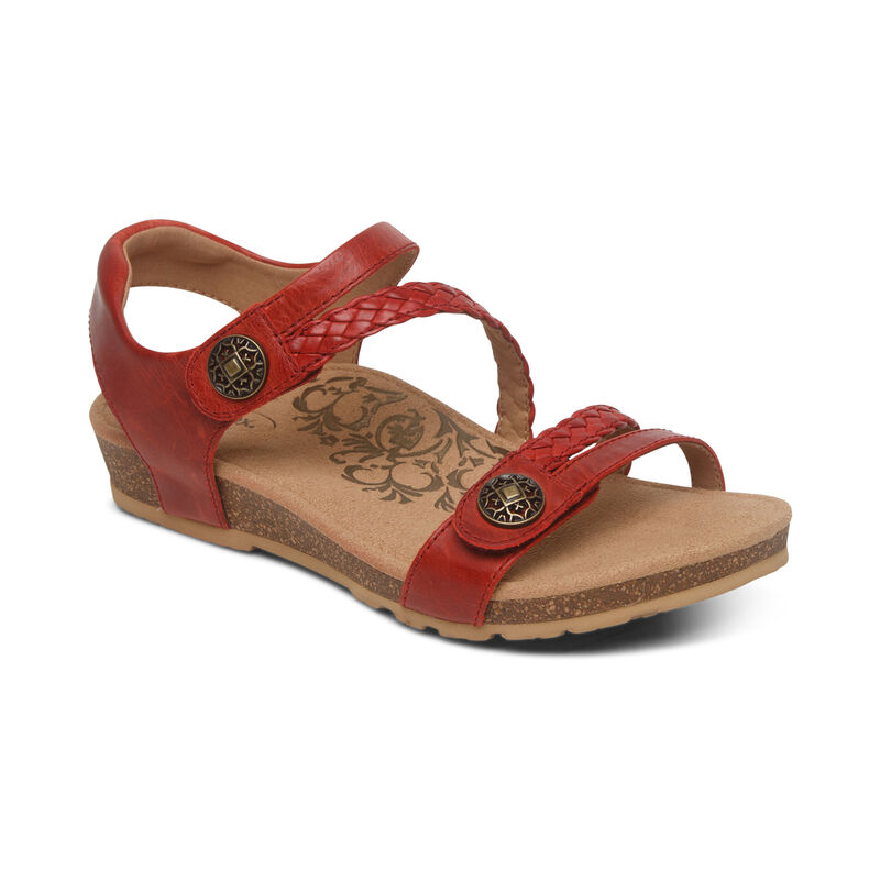 Aetrex Jillian Braided Quarter Riemen Sandalen Damen Rot | OGE629NG