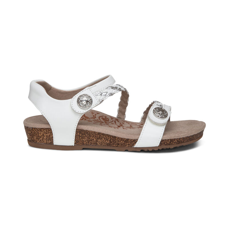 Aetrex Jillian Braided Quarter Riemen Sandalen Damen Weiß | QGG5896JX