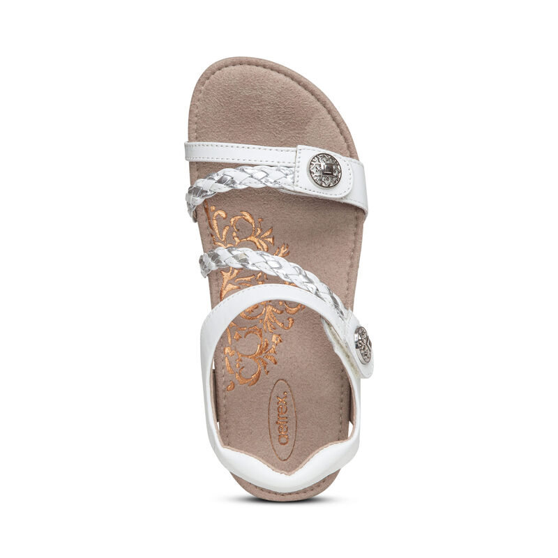 Aetrex Jillian Braided Quarter Riemen Sandalen Damen Weiß | QGG5896JX