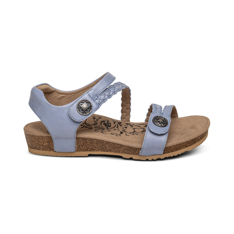 Aetrex Jillian Braided Quarter Riemen Sandalen Damen Blau | ZXW2573CK