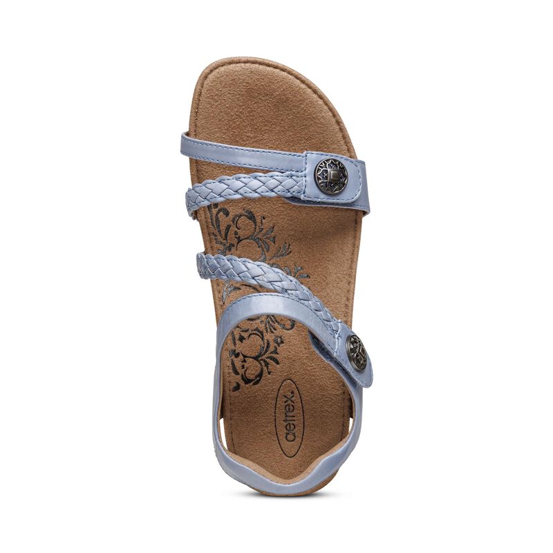 Aetrex Jillian Braided Quarter Riemen Sandalen Damen Blau | ZXW2573CK