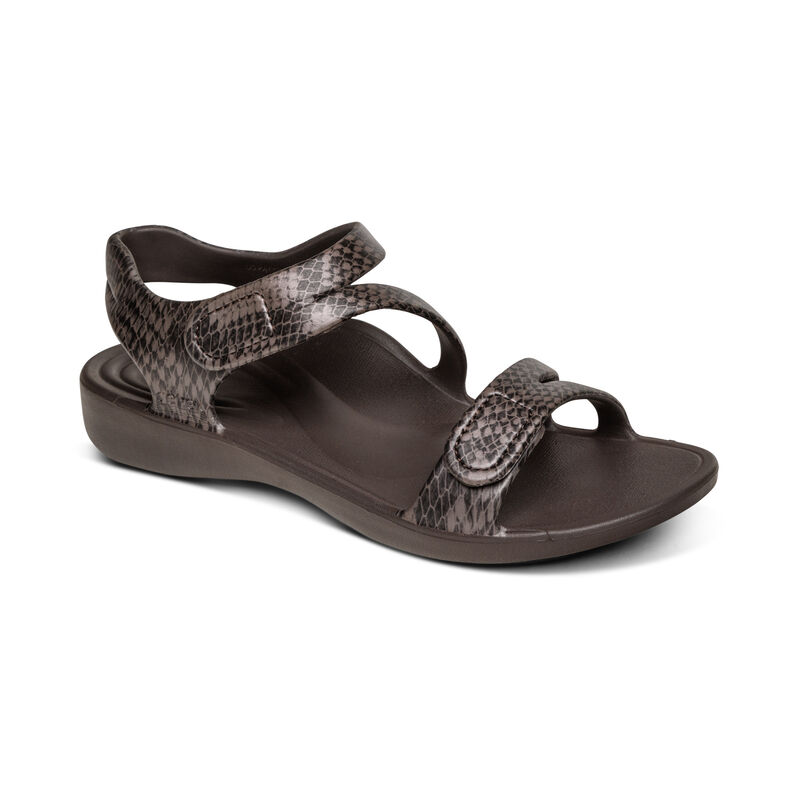 Aetrex Jillian Sport Wasser-Friendly Sandalen Damen Dunkelbraun | LRW5466NA